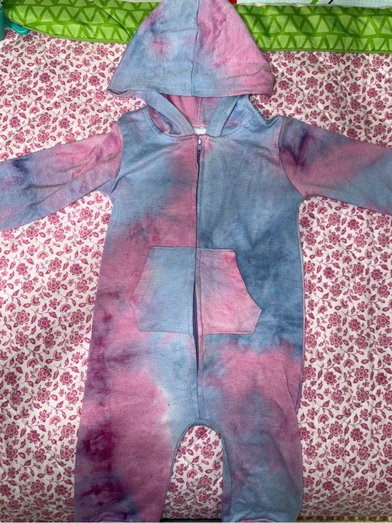 Other - Tie-Dye Hooded Baby One-Piece - Pink & Blue 6-9M